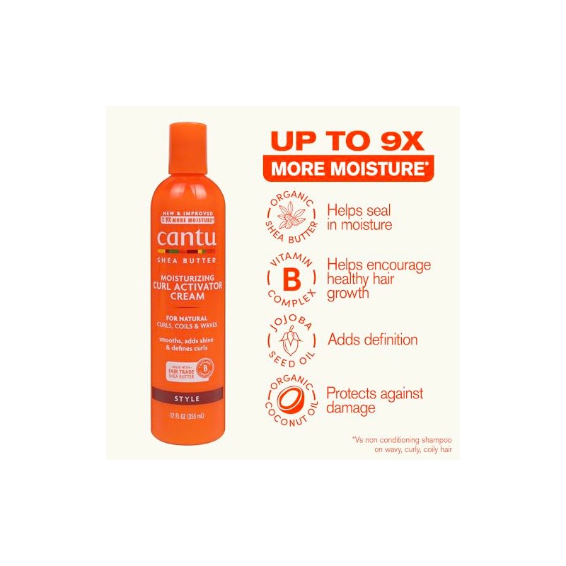 Cantu Moisturizing Curl Activator Cream for Natural Hair with Pure