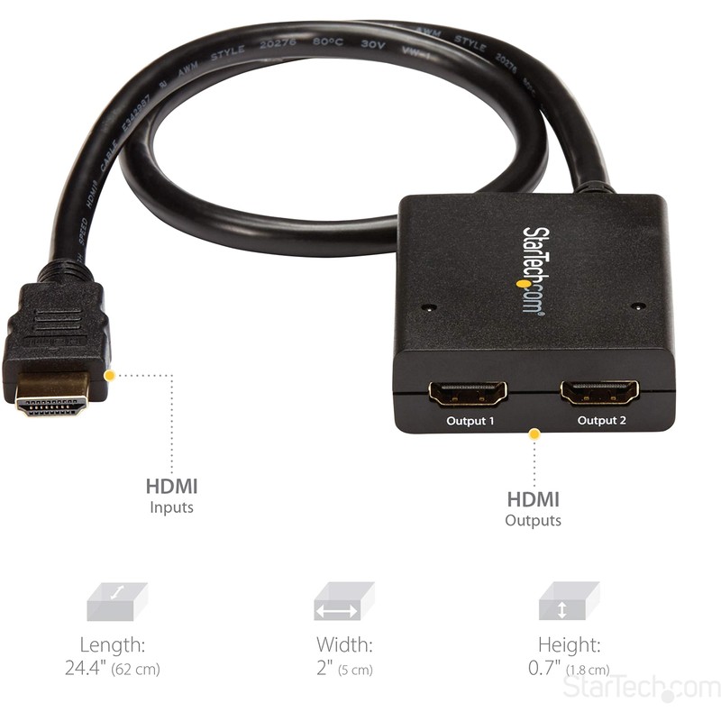 DIVISOR HDMI DE 2 PUERTOS SPLITTER HDMI 4K 30HZ
