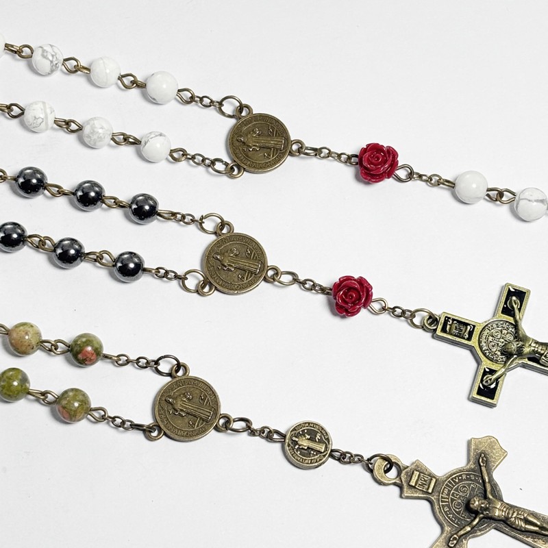 lulucross 50pcs Small Saint Benedict Round Center Medal Catholic Religious