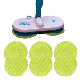 6 Pk 6.3 inch Electric Mop Replacement Pads Compatible with Floor Police Mop, Hover Scrubber Replacement Microfiber Pads (Reusable Scrub Mop and Electric Spin Mop Head Replacement for Floor Cleaning)