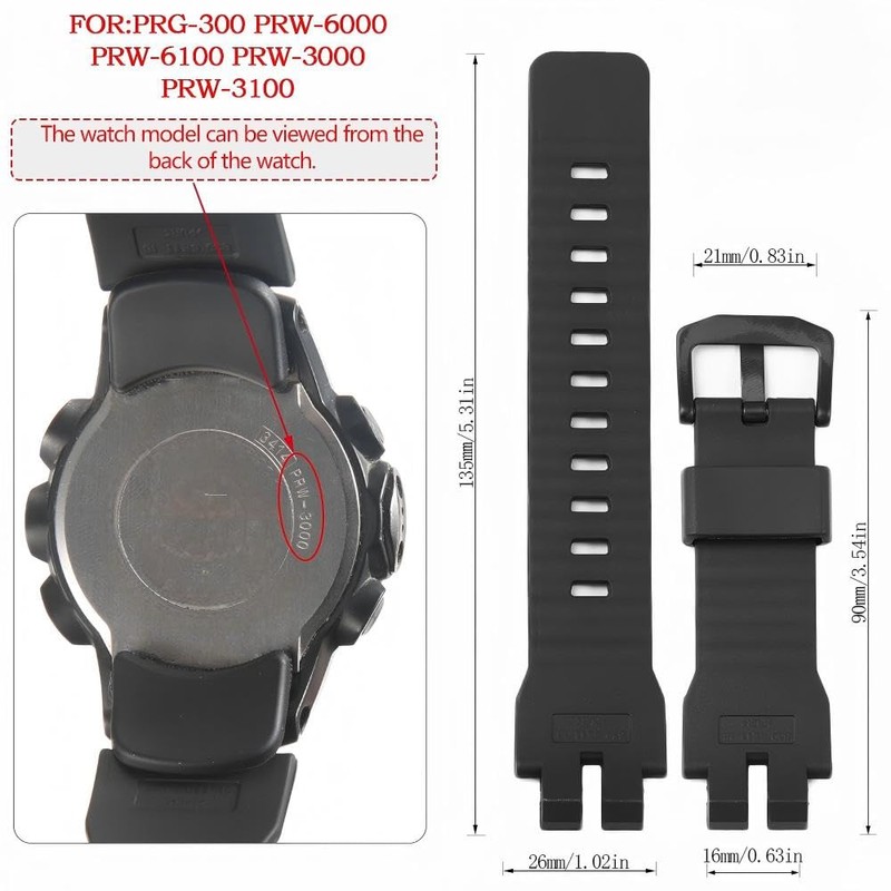 Feyert Resin Band For PROTREK PRG300 PRW3000 3100 PRW6000 PRW6100Y
