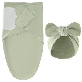 AGrape Baby Swaddle 3-Pack - 100% Cotton Ultra-Soft & Safe, Anti-Startle Sleep Sacks for 0-3 Months,Bulletin Boards, Temperature Control Stickers for Swaddle (Green)