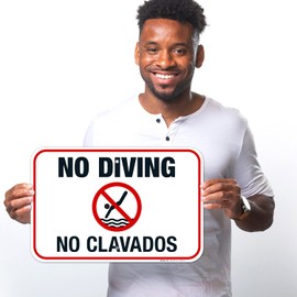 Sigo Signs, Bilingual No Diving Pool Sign, English Spanish, 12x18 Inches, 55 mil Thick HDPS (high Density polystyrene), Made in USA