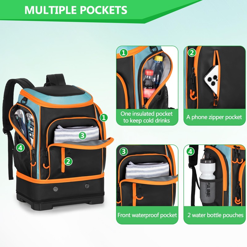 Smasrob 35L Swim Bag with Hard Shoe Compartment and 2