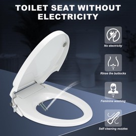 AONAGA Non-Electric SpaLet Bidet Seat With Manual Operation with Self-Cleaning, Slow-Close Lid, White. (AZZ-002-V)
