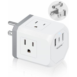 6 in 1 Multi-plug Outlet, USB-C Outlet Extender, Wall Outlet Splitter with 3 Outlets and 3 USB Ports (1 USB C), No Surge Protector, for Cruise Ship, Home, Office, ETL Certified