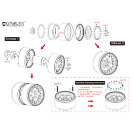 MEUS RACING 1.9" Beadlock Wheels Rims, 120.5g Brass & Aluminum Deep-Dish Wheels for 1/10 RC Crawler SCX10 TRX4 VS4-10 Gen8 (D-Silver)