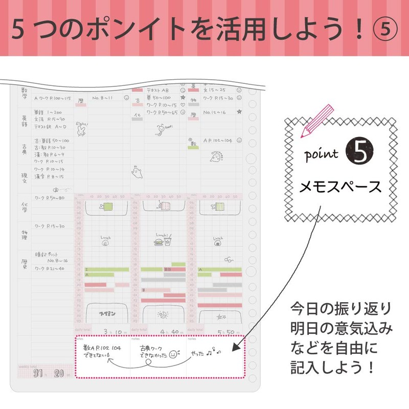 Kokuyo Campus Looseleaf Study Planner Weekly Ruled Girly No-Y836GW