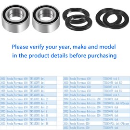 Front Wheel Bearings & Seals kit for Honda Foreman 400 450, Foreman Rubicon 500 and Rincon 650 1995 1996 1997 1998 1999 2000 2001 2002 2003 2004, 2022 Upgrade
