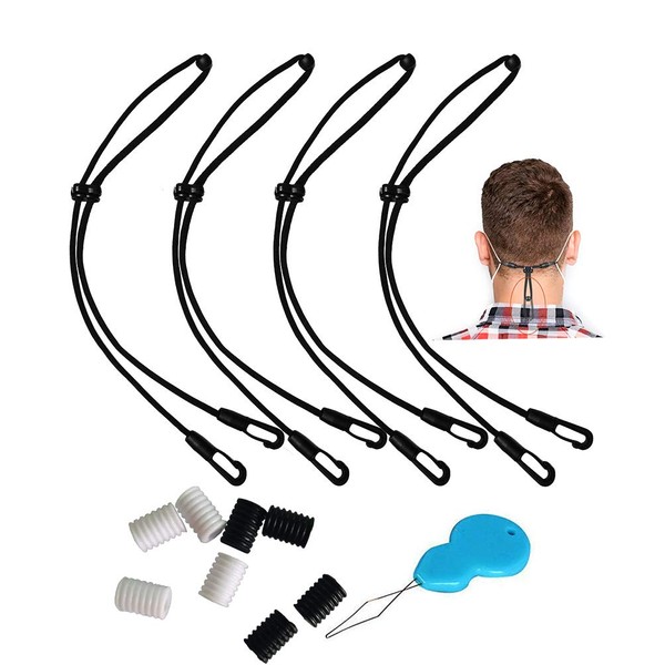 Adjustable mask hook, non-slip mask ear handles, extension hook with elastic cord stopper