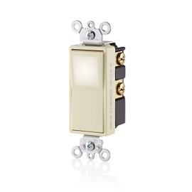 Leviton 15 Amp, 120/277 Volt, Decora LED Illuminated Rocker Single 4-Way AC Quiet Switch, Residential Grade, Grounding, L5614-2T, Light Almond