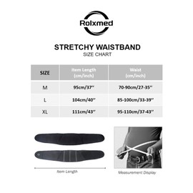 Rolxmed Neoprene Back Lumbar Support Belt Adjustable Compression Stretchy Anti Slip for work and Sports for Men and Women (BKB02, L)