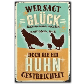 LANOLU Fridge Magnets Funny – Chicken Stroke Happiness – Gifts for Chicken Owners – Funny Magnets with Sayings and Funny Motifs 8 x 5.5 cm