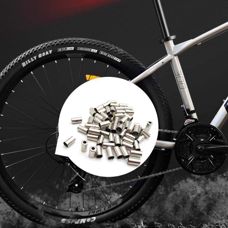 100PCS Bike Cable End Caps - Cable Crimps - Metal