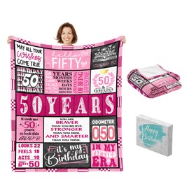 50th Birthday Gifts for Her, Gift for 50th Birthday Woman, 50th Birthday Gifts for Women, 50th Birthday Blanket for Women 50 Year Old Birthday Gifts, Womens 50th Birthday Gifts Decorations