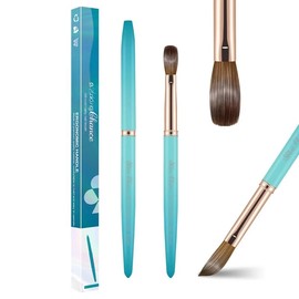 Acrylic Nail Art Brush, 100% Pure Kolinsky Hair Oval for Application, Professional Extension Manicure Tool Striping Drawing Pen DIY Home Salon:_Cyan_#08