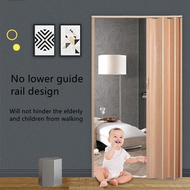 Portable Oak 48inX80in Accordion Doors Interior for Closet,Double Walled Retractable PVC Bifold Sliding Doors,Compact Folding Door for Indoor(Oak,48in*80in)