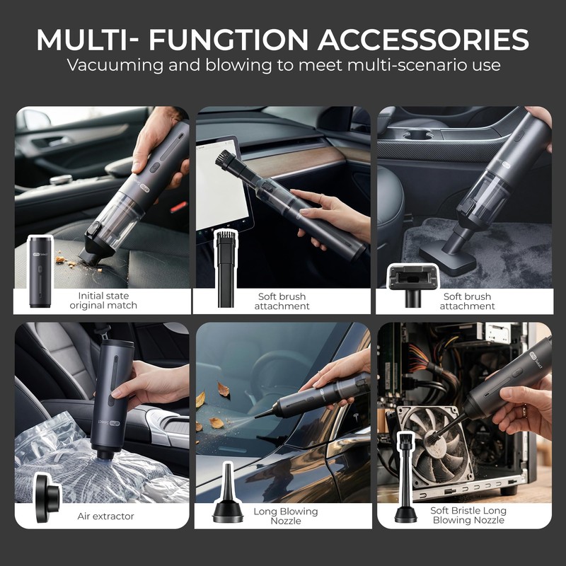 Handheld Vacuum Cleaner, EV1396 Cordless 100W 16000Pa Strong Suction with