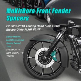 MokitDora - Kit de reubicación de soporte de guardabarros delantero de 20 mm para Harley Touring Road King Street Electra Glide FLHR FLHT 1993-2013 21 modelos de ruedas de 21 pulgadas, color negro