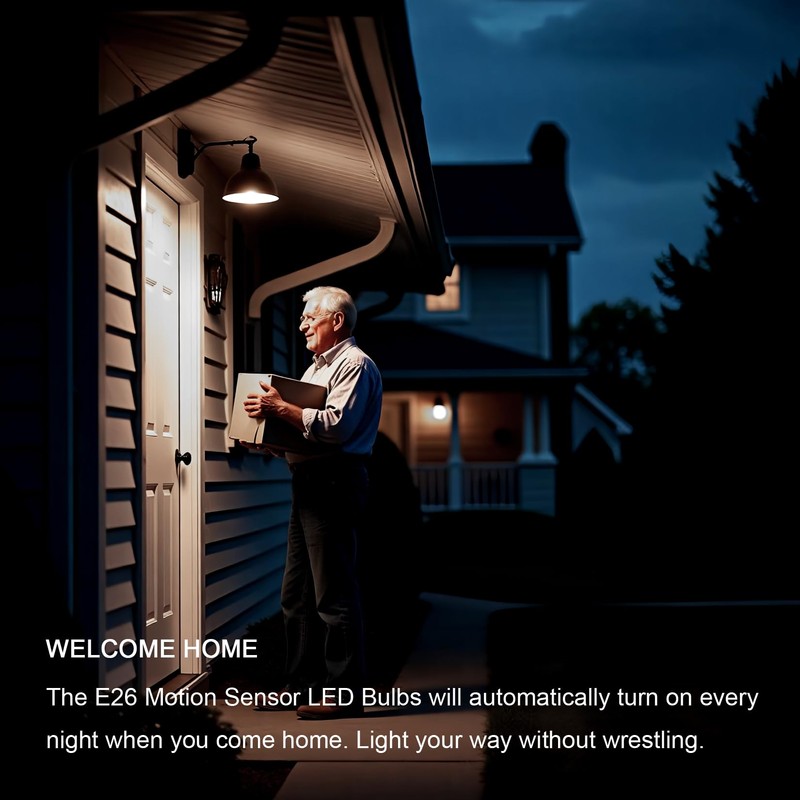 BQHY Motion Sensor Light Bulbs, 5500K Daylight Motion Activated Dusk