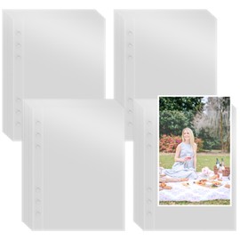 Pack of 40 A5 Binder Pockets, Transparent Pockets, 6 Holes, Waterproof Loose Leaf Folder, Polypropylene Punched Pockets, A5 Sleeves in Portrait Format for Ring Binder Albums, for Documents, Bills