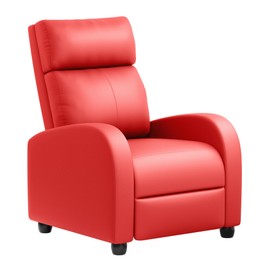 JUMMICO Recliner Chair Adjustable Home Theater Single Recliner Sofa Furniture with Thick Seat Cushion and Backrest Modern Living Room Recliners (Leather, Red)
