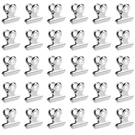 Metal Clips, Small Bulldog Paper Clips, Multi-function Metal Clips for Photos, Offices, Kitchen at Home, Pack of 30, 20 mm (Silver)