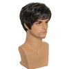 AIYLMZ Short Black Straight Side Part Wigs for Men with