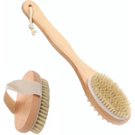 Cepillos Corporal, 2 Piezas Bristle Bath Brush, Cepillo para Baño, Doble Cabeza Exfoliante Baño Ducha Masaje Cuerpo Piel Circulacion Kit Madera Cerdas Naturales, Cepillo de Baño Exfoliante