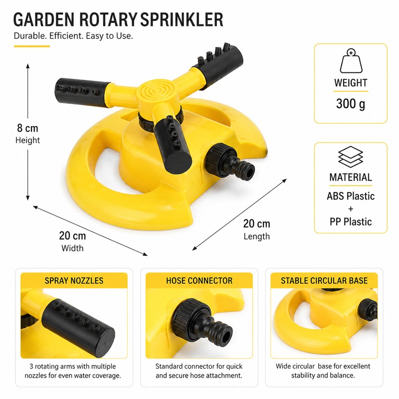 Automatic Rotary Garden Sprinkler Set for Lawn Irrigation – 360°
