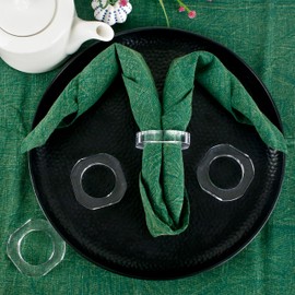 Napkin Ring Holders, Napkin Rings, Napkin Rings Set of 12, Napkin Ring Holders for Cloth Napkins, Napkin Ring Bulk, Serviette Rings, Napkin Ring Set- Transparent