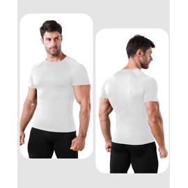 Niksa Men's Compression Shirts 1 Pack, Compression Shirts for Men Short Sleeve Athletic, Quick-Drying Workout T Shirts Base Layer Undershirt White