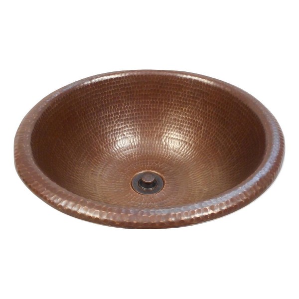 15" Round Copper Bath Sink Drop In Style in Brushed Sedona Lift & Turn Drain