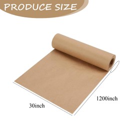 Brown Wrapping Paper Roll 30"x 1200" Craft Packing Paper for Gift Wrapping Bulletin Board Paper Roll Bouquet Flower Table Covering Poster Packing Shipping Moving Supplies