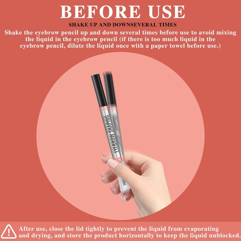 2-in-1 Eyebrow Pencil and Eyebrow Gel, Eyebrow Pencil with 4