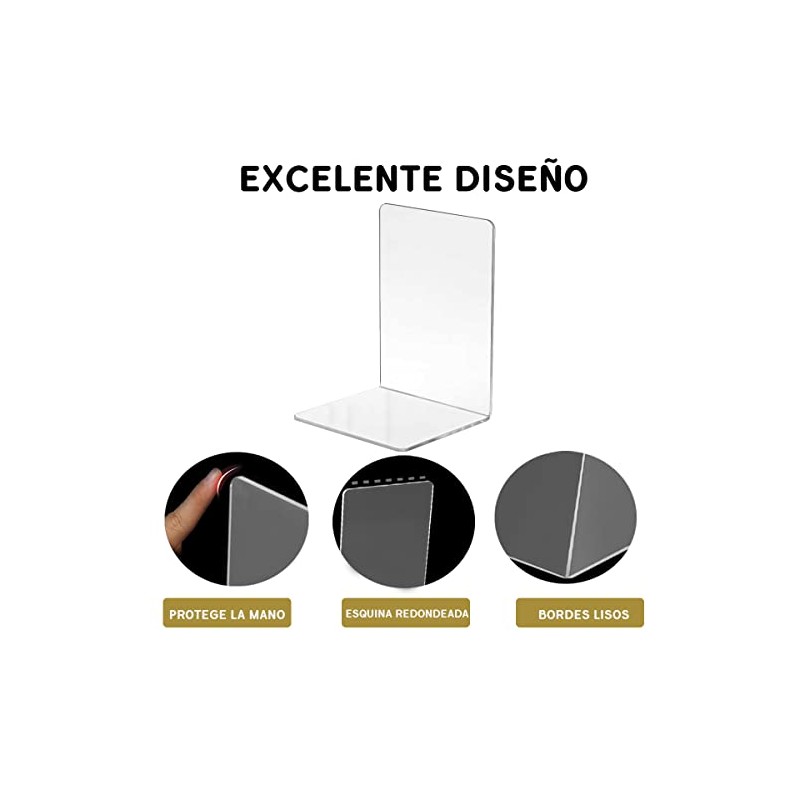 Sujetalibros Organizador Sujeta Libros Acrílico 2 Pzas