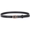 SANSTHS Double Ring Leather Belts for Women O-Style Gold Buckle