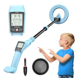 DR.ÖTEK Metal Detector for Kids, Lightweight Kids Metal Detector with Intuitive LCD Display, Adjustable 27.5”-39.7” Waterproof Metal Detectors with 6.6 Inch Coil for Kid Aged 3-12, Blue
