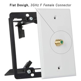 Wi4you 2 Pack Coax Wall Plate with 2 Pack Mounting Bracket (2 Sets), White F Connector Wall Plate with Smart Easy Mounting,WI1101WH-2