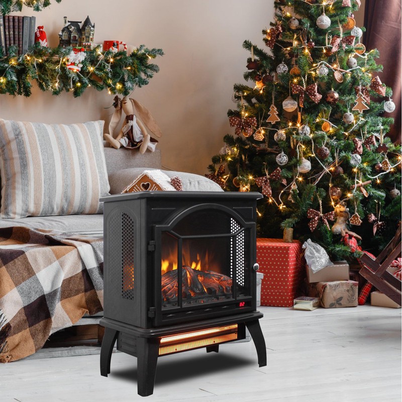 Innoflame 18" Electric Fireplace Stove, Freestanding Fireplaces Heater with Realistic