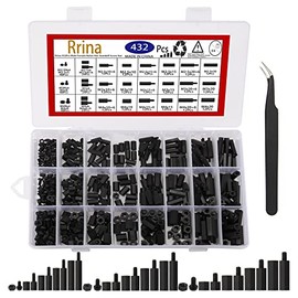 Rrina 432Pcs M2.5 M3 M4 Male Female Nylon Hex Standoff Screw Nut Threaded Pillar PCB Motherboard Assortment Kit