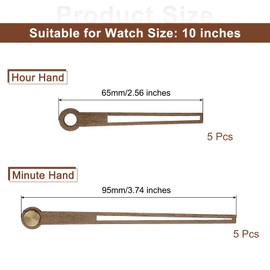 sourcing map 5 Set Wooden Clock Hands Only,Walnut Wood Clock Hands Clock Kit for Clock DIY Repair Part Replacement Fit for 10 Inch Wall Clock, 3.74 Inches