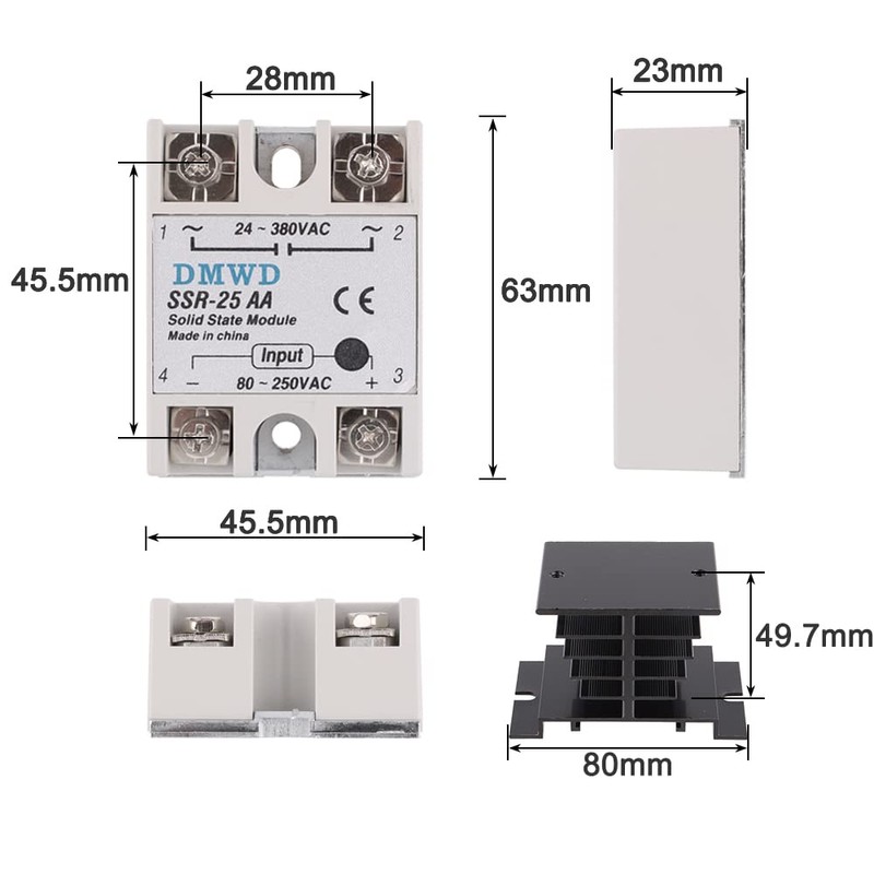 SSR-25AA Solid State Relay AC to AC (Input 80-250V AC
