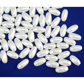 Cultured Pearls Imitation Pearls, Mother of Pearl Wax Beads, Pack of 400, 6 x 3 mm Oval Faux Pearls, for Wedding Party Decoration, Jewellery, Crafts (White)