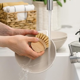 6Pcs Bamboo Dish Brush Soft Sisal Bristle Dish Washing Brush Replacement Head Eco-Friendly Washing Up Brush Dish Scrubber Head for Pots Pans Cleaning