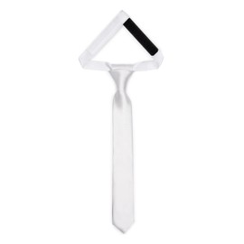 Ladeheid Children's Tie for Boys - Elegant Shiny Look, Pre-Tied with a Velcro Fastening, Perfect for Special Occasions - Stylish Tie Size 31 cm x 4 cm TKS, White