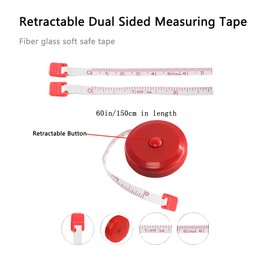 Tape Measures Retractable, Fabric Measuring Tape, 60 Inch/150 CM- Small Sewing Tape Measure for Craft Nursing Medical Travel 3PS (Red)