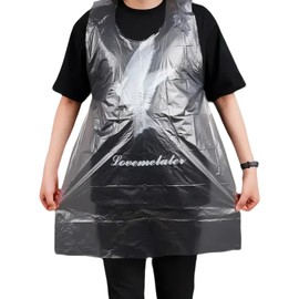 Billowvolve Pack of 100 Transparent Plastic Cooking Aprons Waterproof Oil-Resistant Aprons Polyethylene Aprons Women and Men for Cooking, Cleaning, Painting