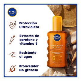 Aceite bronceador corporal NIVEA SUN Golden Bronze resistente al agua fps6+ 200 ml