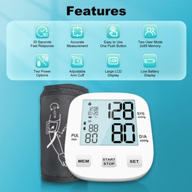 Blood Pressure Monitor, Automatic Upper Arm Blood Pressure Monitors for Home Use, Blood Pressure Machine Large Backlight Display, Accurate Adjustable Digital BP Cuff | HealthTree